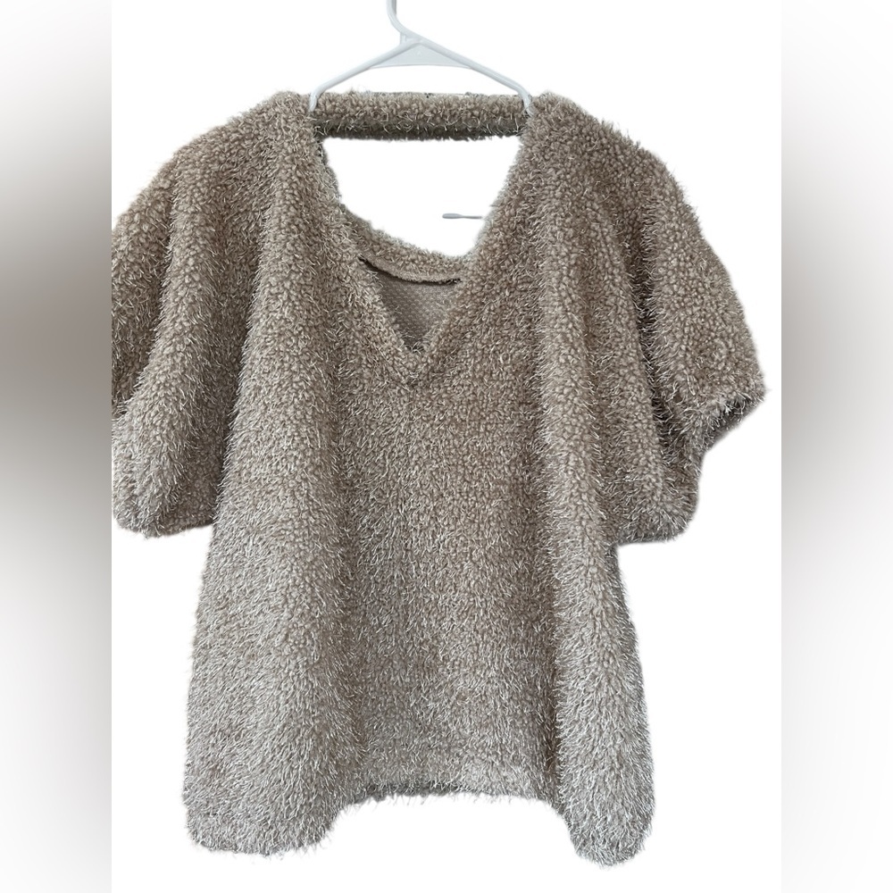 Tempted Hearts V-Neck Sweater in Soft Tan - Picture 5 of 5